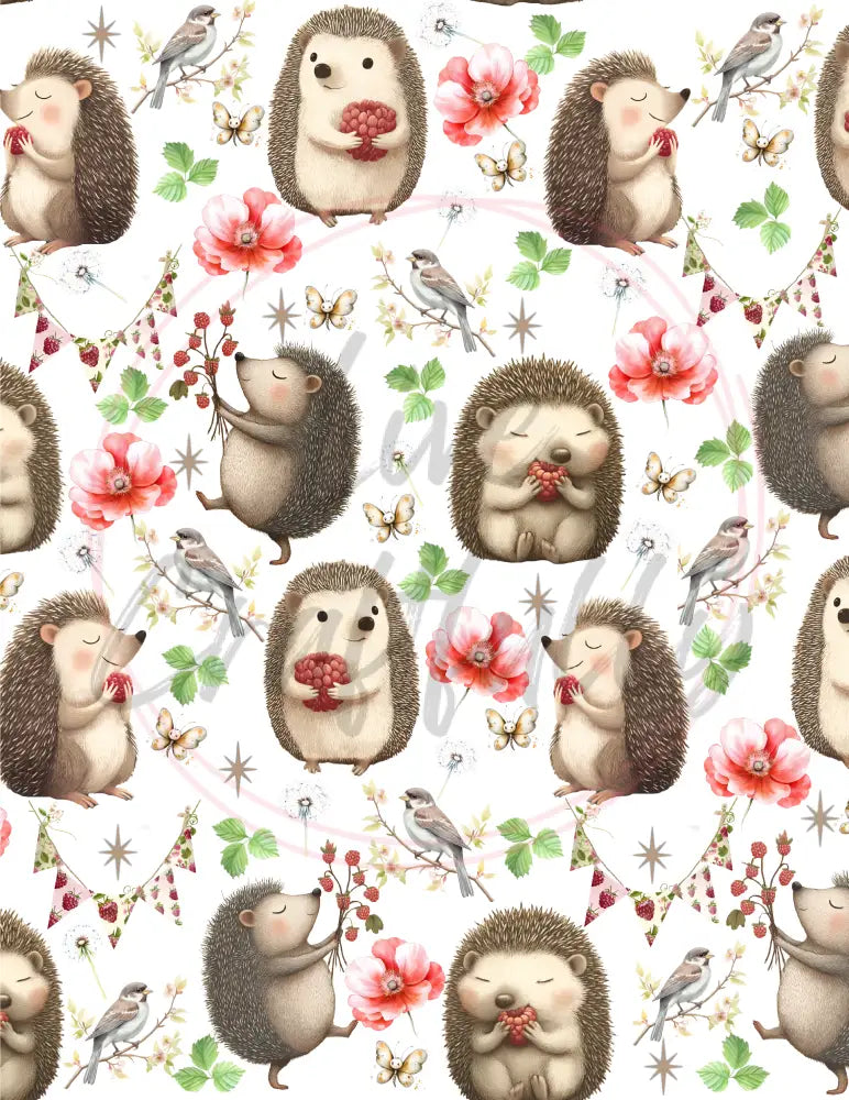 Custom Composition Notebook Hedgehog & Raspberries / Black Spine Wide Rule