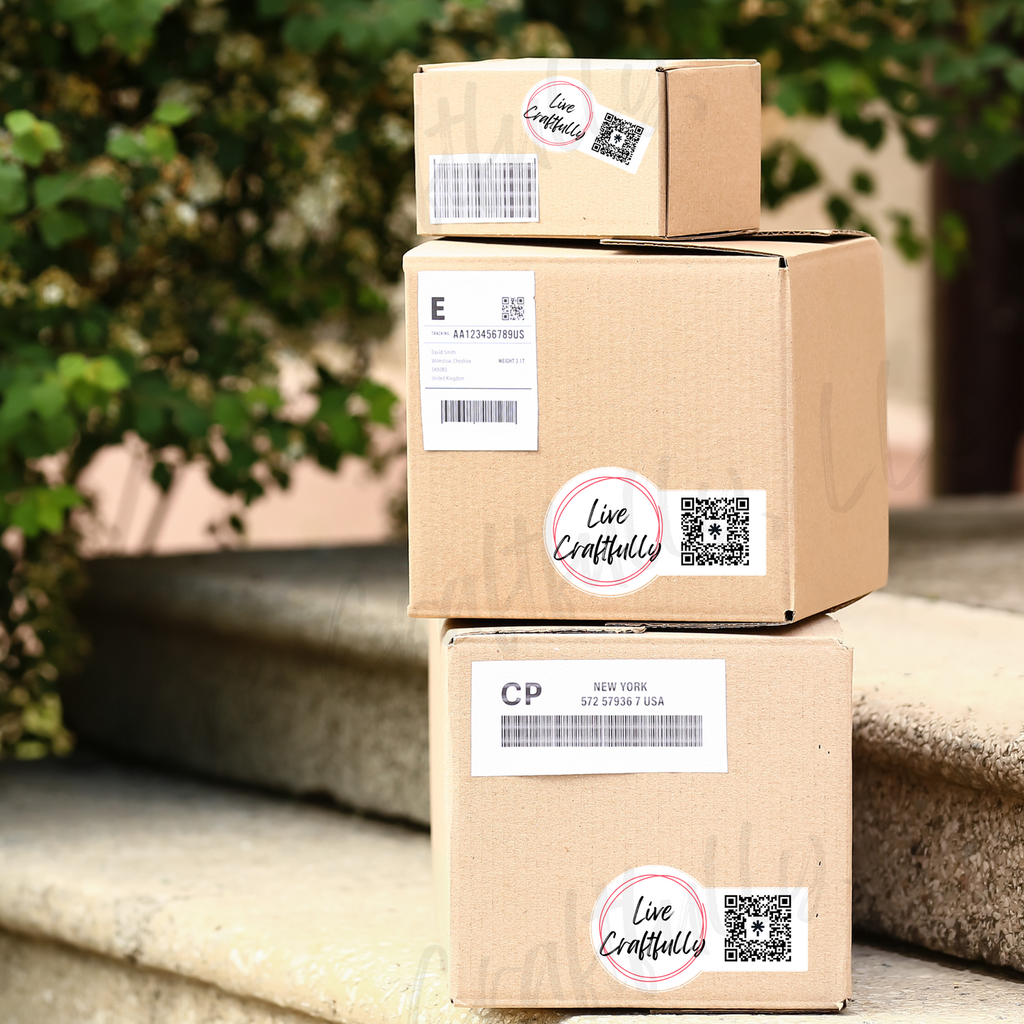 Round Logo with QR Code Packaging Stickers