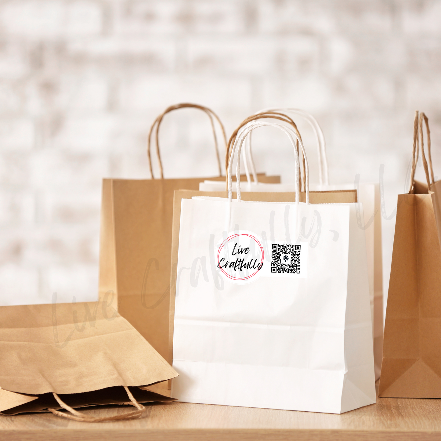 Round Logo with QR Code Packaging Stickers