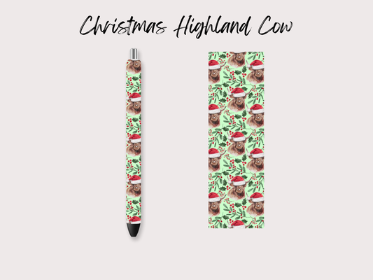 Christmas Highland Cow Pen Wrap