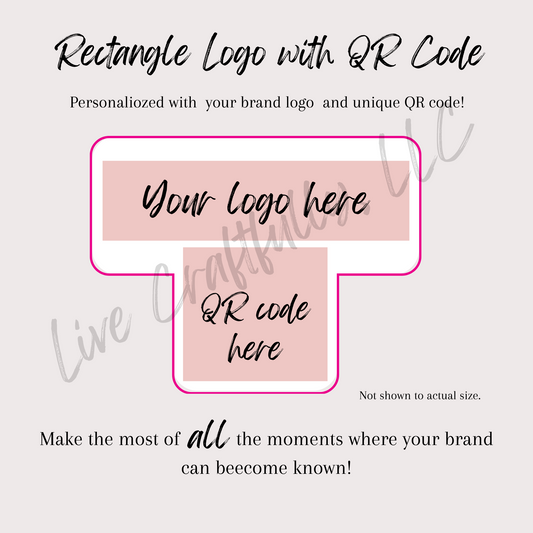 Rectangle Logo with QR Code Packaging Stickers