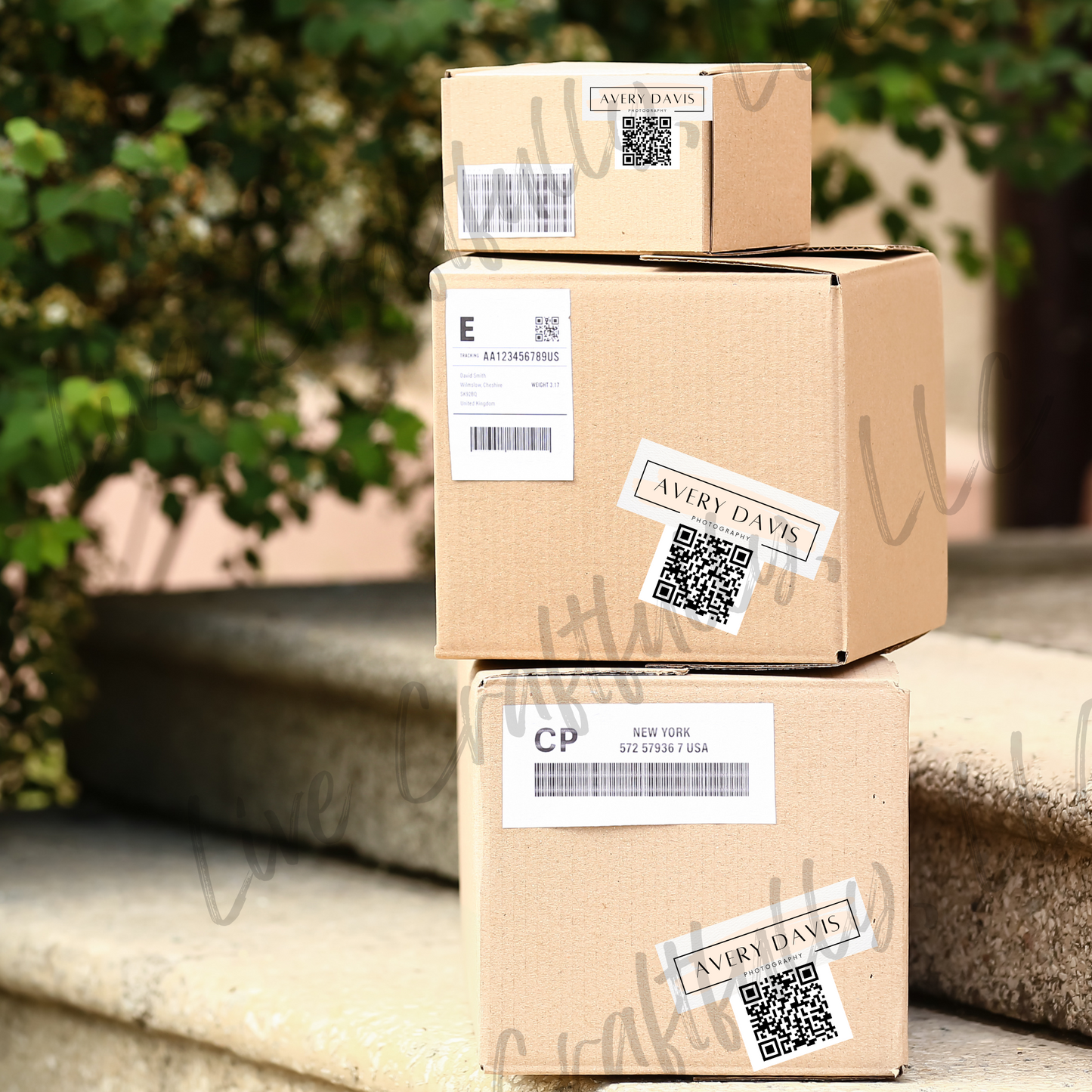Rectangle Logo with QR Code Packaging Stickers